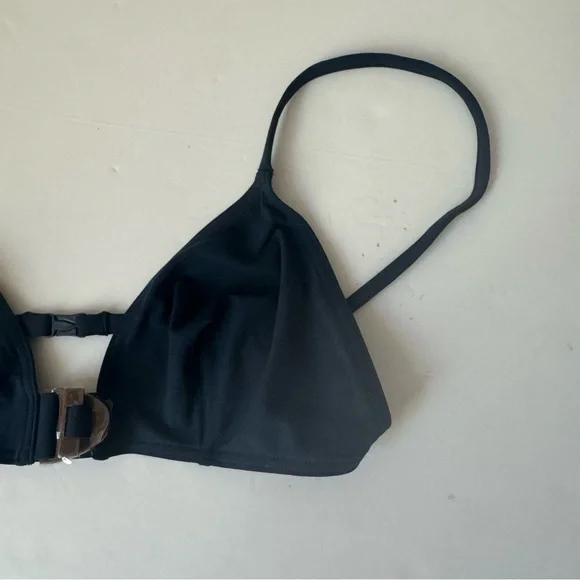 NWT ERES “Edge Cut” Triangle Bikini Top With Buckle Detail in Navy - Picture 12 of 16